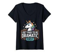Womens I Get Paid To Be Dramatic Theater Actor Stage Performer --- V-Neck T-Shirt