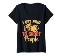 Women's I get Paid to Photograph People V-Neck T-Shirt
