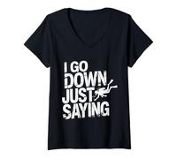 Women's I Go Down Just Saying Deep Scuba Diving Sea - V-Neck T-Shirt