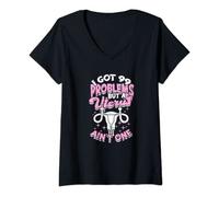 Womens I got 99 problems but a uterus ain't one - uterus V-Neck T-Shirt