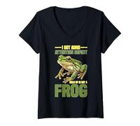 Womens I Got ADHD Attention Deficit Hold Up Is Dat A Frog V-Neck T-Shirt