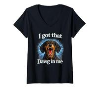 Women's I Got that Dawg in Me Angry Dachshund Shirt V-Neck T-Shirt
