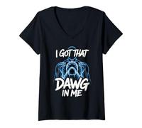 Womens I Got That Dawg in Me Bulldog Xray Motivational Fitness V-Neck T-Shirt