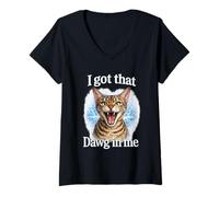 Women's I Got that Dawg in Me Cat Shirt Funny Scottish Fold Cat V-Neck T-Shirt