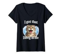 Women's I Got that Dawg in Me Cat Shirt Funny Scottish Fold Cat V-Neck T-Shirt