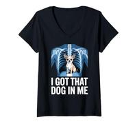 Womens I Got That Dog in Me Chihuahua Owner Funny X-Ray Chihuahua V-Neck T-Shirt