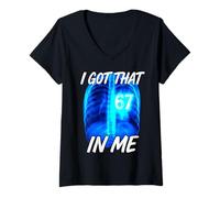 Womens I Got That Six Seven in Me Xray Ironic Brainrot Meme V-Neck T-Shirt