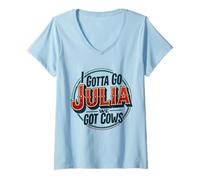 Women's I Gotta Go Julia We Got Cows V-Neck T-Shirt