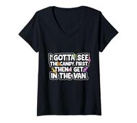 Womens I Gotta See The Candy First. Adult Humor V-Neck T-Shirt