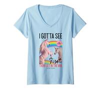 Womens I Gotta See The Candy First (Funny Unicorn Rainbow Graphic) V-Neck T-Shirt