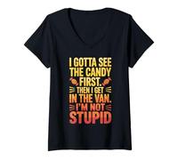 Womens I Gotta See The Candy First. I'm Not Stupid Funny Gifts Men V-Neck T-Shirt