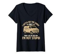 Womens I Gotta See The Candy First - Spooky Creepy Halloween Humor V-Neck T-Shirt