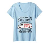 Women's I Gotta See The Cats First Then I Get in The Van V-Neck T-Shirt