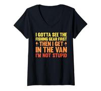 Womens I Gotta See The Fishing Gear First Creepy Dark Humor Funny V-Neck T-Shirt