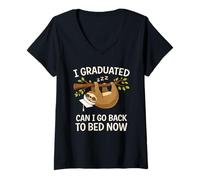 Women's I Graduated Sloth Can I Go Back to Bed Now V-Neck T-Shirt