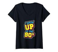 Womens I Grew Up in the 90s Retro Design V-Neck T-Shirt