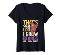 Womens I grow Beards and I know Things V-Neck T-Shirt