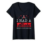 Womens I Had A Stroke What's Your Excuse Support Treatment Stroke V-Neck T-Shirt