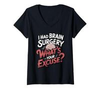 Women's I Had Brain Surgery What's Your Excuse Brain Tumor Surgery V-Neck T-Shirt