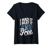 Womens I Had It I Beat It I Am Free Prostate Cancer Awareness V-Neck T-Shirt