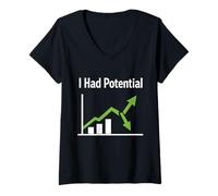 Women's I Had Potential Sarcastic Life Humor Funny Quote Self Growth V-Neck T-Shirt