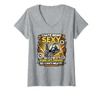 Womens I Hate Being Sexy But I'am Forklift Driver Logistic Workers V-Neck T-Shirt