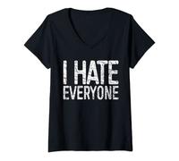 Womens I Hate Everyone T-Shirt Funny Introvert Shirt V-Neck T-Shirt