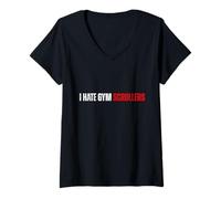 Womens I Hate Gym Scrollers Funny Workout Slogan Bodybuilding V-Neck T-Shirt