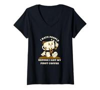 Women's I Hate People Before My First Coffee Funny Quote V-Neck T-Shirt