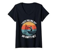 Womens I Hate Pulling Out an Empty Net Funny Fishing Angler V-Neck T-Shirt