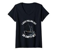 Womens I Hate Pulling Out an Empty Net Funny Fishing V-Neck T-Shirt
