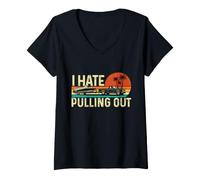 Women's I Hate Pulling Out - Boat Captain Boating Lake Life V-Neck T-Shirt