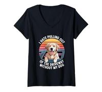 Womens I Hate Pulling Out of The Driveway Without My Dog V-Neck T-Shirt