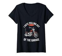 Womens I Hate Pulling Out of The Garage Motorcycle Biker V-Neck T-Shirt