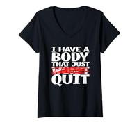 Womens I Have A Body That Just Quit a Funny Shirt for Tired People V-Neck T-Shirt