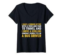 Women's I Have A Corner Office with A View School Bus Driver V-Neck T-Shirt