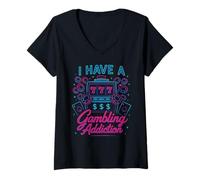 Womens I Have A Gambling Addiction Sports Betting Parlay Poker Help V-Neck T-Shirt