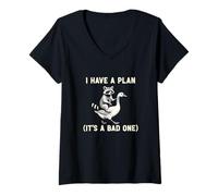 Women's I Have A Plan Its A Bad One Sarcastic Humor Planner Leader V-Neck T-Shirt
