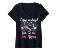 Womens I Have an Angel in Heaven And I Call Her My Mama Memorial V-Neck T-Shirt