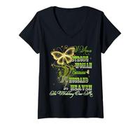 Womens I Have An Angel in Heaven, My Husband Guardian Angel Memory V-Neck T-Shirt