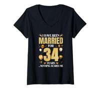 Women's I Have Been Married for 34 Years 34Th Wedding Anniversary V-Neck T-Shirt