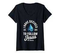 Womens I Have Decided to Follow Jesus 2026 Baptism V-Neck T-Shirt
