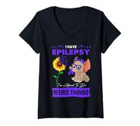 Womens I Have Epilepsy I'm Allowed to Do Weird Things V-Neck T-Shirt