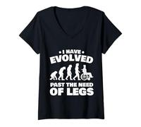 Womens I Have Evolved Past The Need of Legs Funny Wheelchair V-Neck T-Shirt