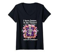 Womens I Have Issues in My Tissues Ehlers-Danlos Syndrome Awarenes V-Neck T-Shirt