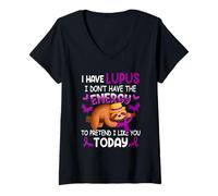 Womens I Have Lupus Warrior I Dont Have The Energy Sloth To Pretend V-Neck T-Shirt