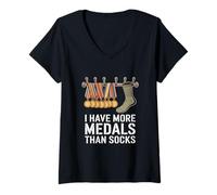 Womens I Have More Medals Than Socks Veterans Day V-Neck T-Shirt