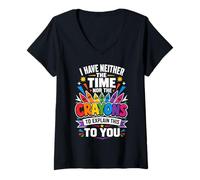 Women's I Have Neither Time Nor Crayons to Explain This to You V-Neck T-Shirt