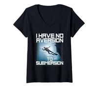 Women's I Have No Aversion to Submersion Scuba Diving V-Neck T-Shirt
