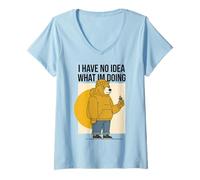 Women's I Have No Idea What Im Doing Funny Bear First Time Dad V-Neck T-Shirt